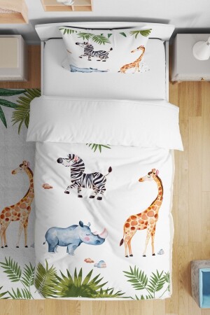 Safari Friends Patterned Single Baby Kids Bedding Set evnev00044 - Evpanya