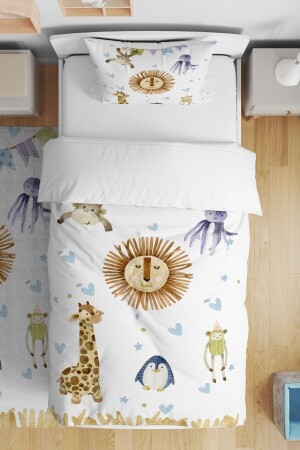 Safari Friends Patterned Single Baby Kids Bedding Set evnev00048 - Evpanya