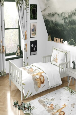 Safari Patterned Duvet Cover Set Stripcharacter TLAN-041 - Talia Home