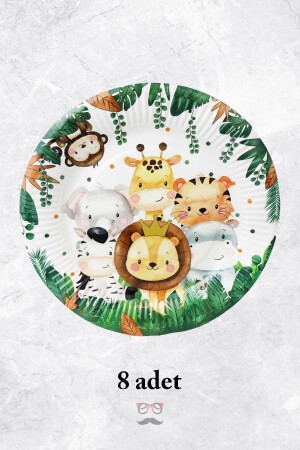 Safari Themed Cardboard Plate Round Safari Concept 8 Piece Pack - Pekshop