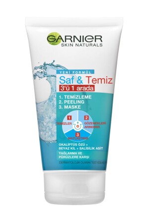 Saf&Clean 3 in 1 (Cleansing + Peeling + Mask) 150 ml 35412003 - Garnier