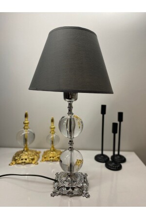 Safderun Series Crystal Glass 2 Ball Lampshade - Chrome Plated (SILVER COLOR) Table Lamp - Lux Lampshade - Asellus