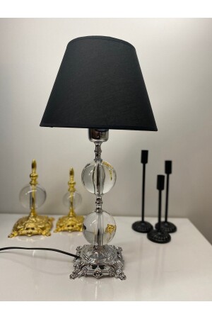 Safderun Series Crystal Glass 2 Ball Lampshade, Chrome Plated (SILVER COLOR) Table Lamp, Lux Lampshade zamaktektop2likrom - asellus