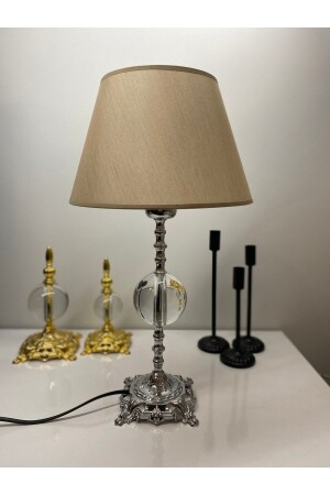 Safderun Series Crystal Glass Lampshade, Chrome (silver) Table Lamp, Lux Lampshade, Home Gift Aba zamaktektopsilver - asellus