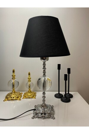 Safderun Series Crystal Glass Lampshade, Chrome (silver) Table Lamp, Lux Lampshade, Home Gift Aba zamaktektopsilver - asellus