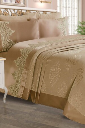 Sahra Duvet Set Double French Lace Cappuccino CYZPIK1 - Çt Çeyizci Tekstil