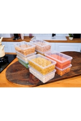 Saklama Kabı Erzak Saklama Kabı 10'lu 2 Litre Kapaklı Kilitli Dondurucu- Gıdaya Uygun (23X14X8CM) - Codemfire