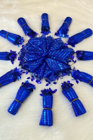 Saks Blue Halay Handkerchief - Bridal Handkerchief - Sequined Halay Handkerchief 10 Pieces - Zeymerade