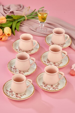 Sakura Flower Pink 15 Piece Luxury Ceramic Coffee Cup Set, Turkish Coffee Cup coffee-cup - Erbaşlar