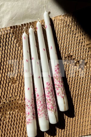 Sakura Tree Patterned Hand Painted Scented Candlestick Candle - Julith