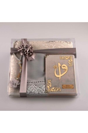 Şal - Seccade - Tesbih - Kuran Hediye Seti (çanta Boy, Kadife, Gri) 04426623 - Hayrat Neşriyat