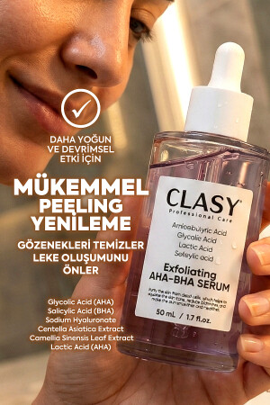 Salisik Asit, Aha Bha Cilt Serumu, Ölü Hücrelerden Arındırma, Lekeleri Azaltma, Pürüzsüz Cilt - Clasy Care