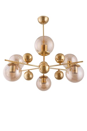 Salkım 6-Piece Gold Yellow Honey Glass Pendant Lamp Chandelier - Çakır Avize - Çakır Aydınlatma