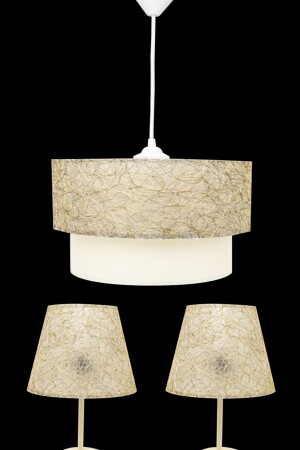 Salmon Gold String Bedroom Lampshade and Chandelier Set MS 058 - D-light