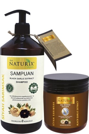 Salt-Free Shampoo Anti-Hair Loss Shampoo + Hair Mask Hair Remover Black Garlic Extract Set - Genel Markalar