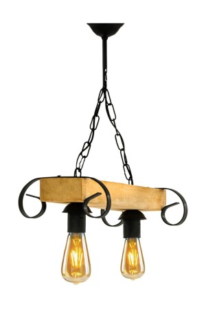 Salvador Pendant Lamp Double Wooden Chandelier Living Room Dining Room Wrought Iron Retro Rustic Entrance Hall Lighting ATLY4251 - Bundeba