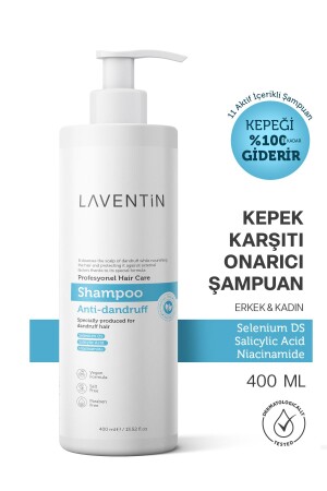 Salzfreies Anti-Schuppen-Shampoo gegen Schuppen, Juckreiz und Ekzeme mit 11 Wirkstoffen, 400 ml - Laventin