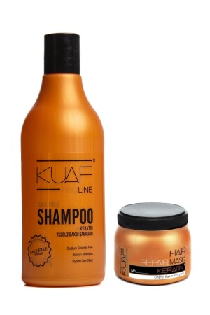 Salzfreies Keratin-Haarpflege-Shampoo 500 ml + Haarpflege-Maske Keratin 250 ml - Kuaf