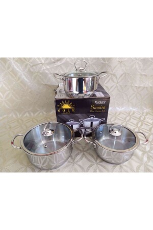 Samira Mini Pot Set with Glass Lid 14-16-18 Cm 05111 - Sole