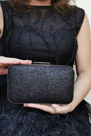 Sand Glitter Black Women's Evening Dress Clutch Bag 270 - NAZART