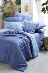 Sandor Blue Double 100% Cotton Fancy Poplin Duvet Cover Set SAREV. 3180614002 - Sarev
