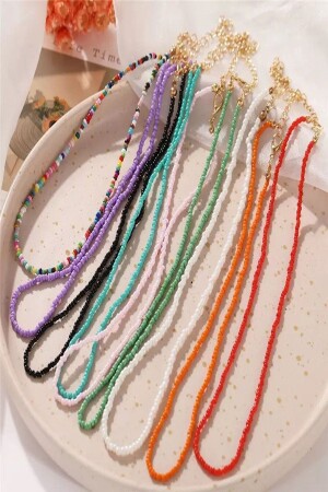 Sandperlen-Damenhalskette, 9-teilig - İsabella Accessories