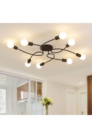 Sandra Modern Stylish Design Black Color Living Room - Kitchen - Bedroom 8-Piece Chandelier (WITHOUT BULB) SANNDD21 - Fer Avize
