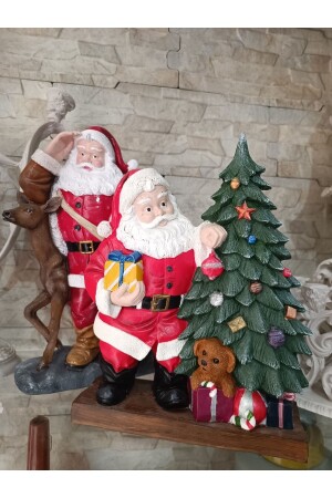 Santa Claus Statue with Pine Tree, Santa Claus Figurine, New Year's Gift noel8 - ekinoksart