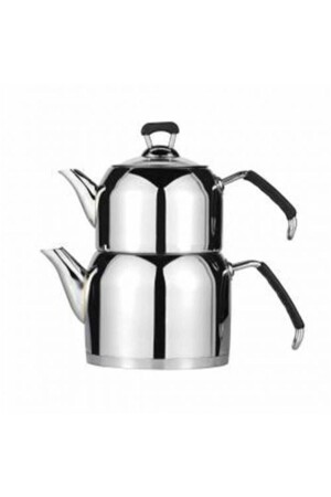 Saphire Sap-4882 Medium Size Steel Teapot with Silicone Handle Black - Amboss