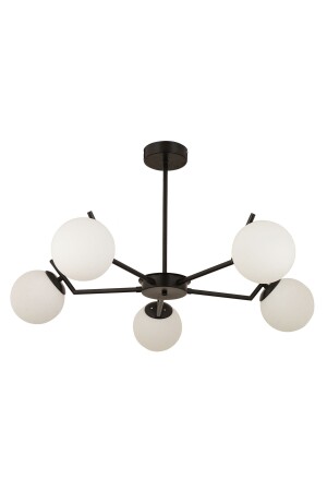 Sara 5-Piece Black and White Glass Modern Young Room Dining Table Above Retro Living Room Chandelier 3456-05-BL - Apliqa