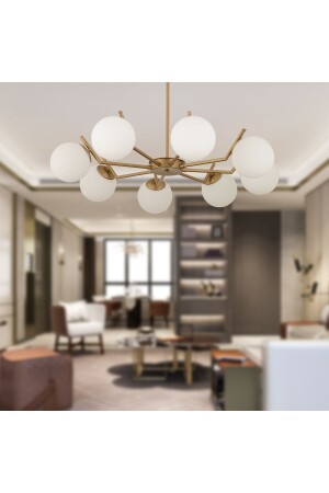 Sara 8L Antique Painted White Glass Modern Young Room Living Room Chandelier Above Dining Table - Apliqa