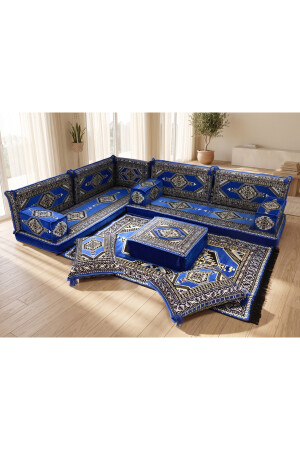 Saraylı Desenli Modern Yer Sofrası Ve Balkon Minder Takımı - 10 cm Kalın Süngerli Tam Set - FEYZA DECOR HOME