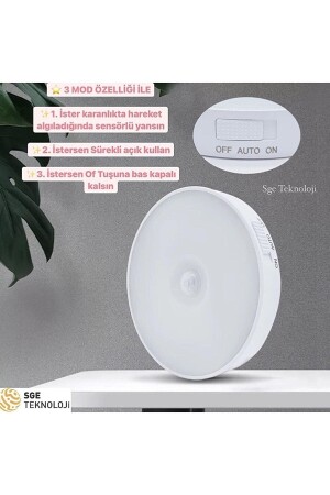 Sarı Işık Hareket Sensörlü 8 Ledli Usb Şarjlı Led Işık On-auto-off Modlu Dolap Içi- Koridor Type-c - Sge Teknoloji