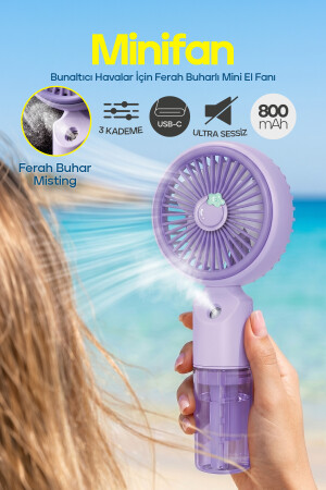 Wiederaufladbarer Dampf-Mini-Ventilator, Tisch-Handventilator, 3-stufiger tragbarer Wassersprüh-Kühlventilator - Feny