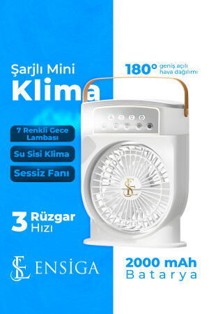Şarjlı Mini Klima Taşınabilir Sessiz Fanı Su Sisi Klima Zamanlayıcılı Ev Ofis Mini Fan Nemlendirici - En Siga