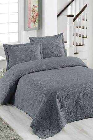 Sarmaşık Double Solid Color Bedspread - Smoked - Örtüm