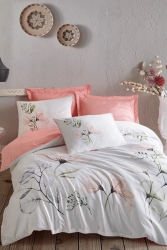 Saten Çift Kişilik Nevresim Takımı Erlina Somon 8680108053805 - Cotton Box