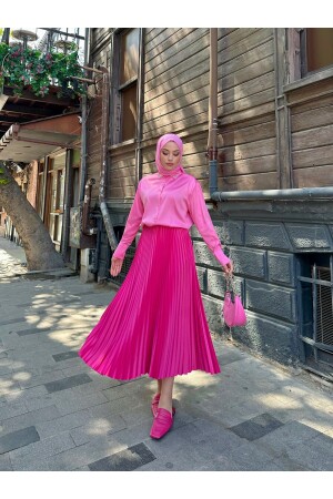 Saten Kumaş Pileli Etek - Butik C