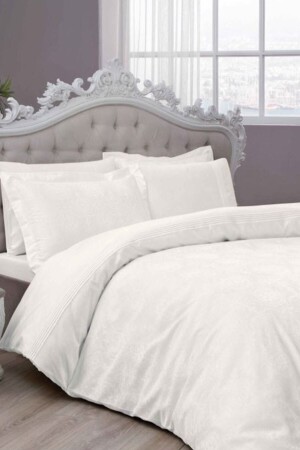 Satin Delux Double Duvet Cover Set Diana Ecru BC101959 - Taç