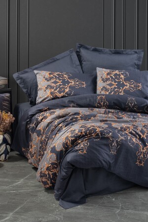 Satin-Doppelbettbezug-Set Sarina Marineblau 8680108063361 - Cotton Box