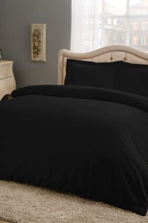Satin Double Duvet Cover Set Basic Black TYC00310028966 - Taç