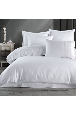 Satin Double Duvet Cover Set Boutique Series Valinor White NC004753 - Clasy