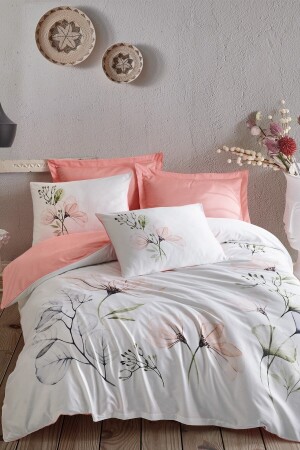Satin Double Duvet Cover Set Erlina Salmon 8680108053805 - Cotton Box