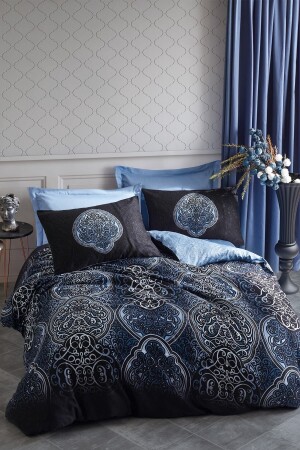 Satin Double Duvet Cover Set Glory Blue 8680108053775 - Cotton Box