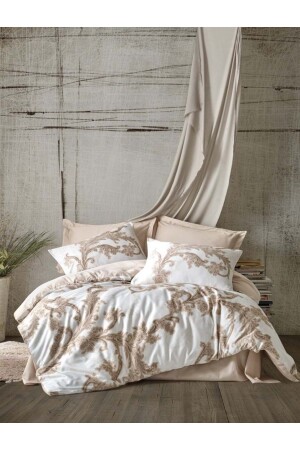Satin Line Doppelbettbezug-Set-loren Beige MSTK08876 - Cotton Box