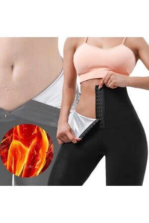 Sauna-Tayt Model Yüksek Bel Agraflı Sauna Termal Toparlayıcı ve Sıkılaştırıcı Korseli Tayt - Mistirik