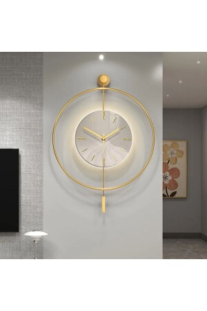 Scandinavian Crystal 60 Cm Gold - Battery Operated LED (Comes with 3 Batteries) - Metal Wall Clock - Metaquartz Aksesuar