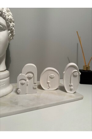 Scandinavian Minimal Face 3 Piece Concrete Object Decorative Face - Bautinq Store