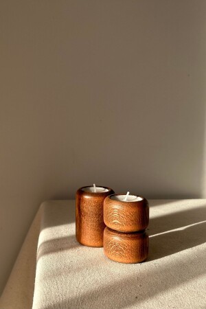 Scandinavian Wooden Candle Holder Set of 2 - B8 Studio