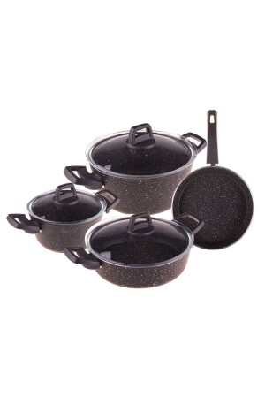 Scarlett – 7-teiliges Granit-Kochgeschirr-Set, Schwarz – T3566 - Bambum